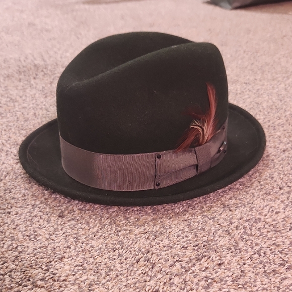 Bailey Of Hollywood Forest Green Fedora Hat with Feather Accent Size S - Picture 1 of 4
